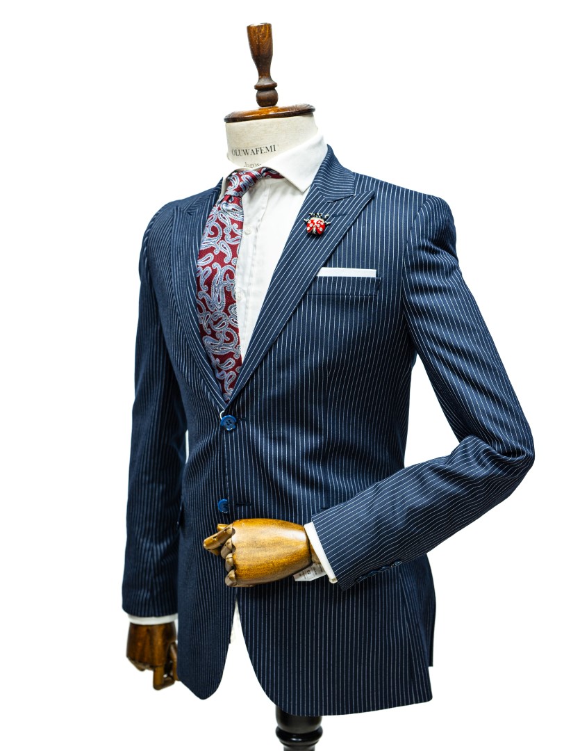 NAVY BLUE PINSTRIPE CLASSIC SUIT – Oluwafemi Clothing