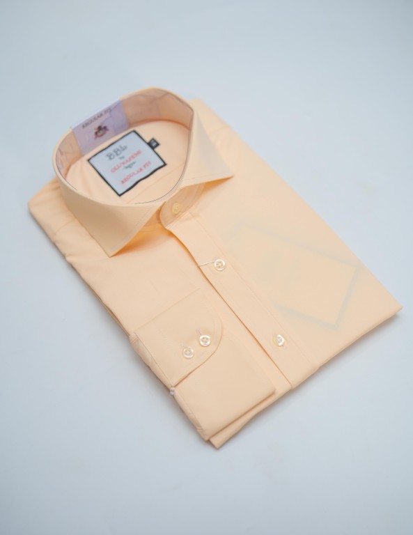 peach slim fit dress shirt Men's Mandarin Collar Solid Peach Slim Fit Shirt main image 0